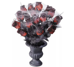 Vaso con Rose Rosse e Ragnatela 35 cm