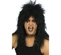 Peluca Melena Hard Rock Negra de los Años 80 para Hombre