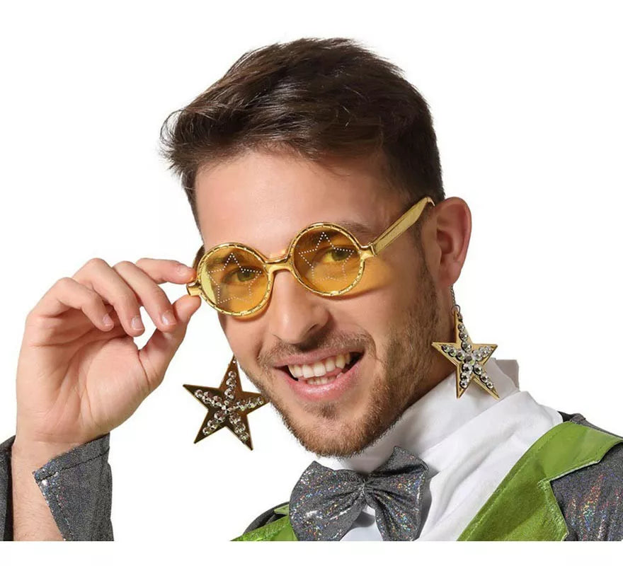 Translation missing: es.Gafas Amarillas de Estrella del Pop con Pendientes