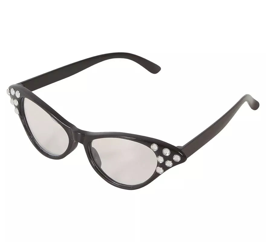 Gafas años 60 negras con cristales