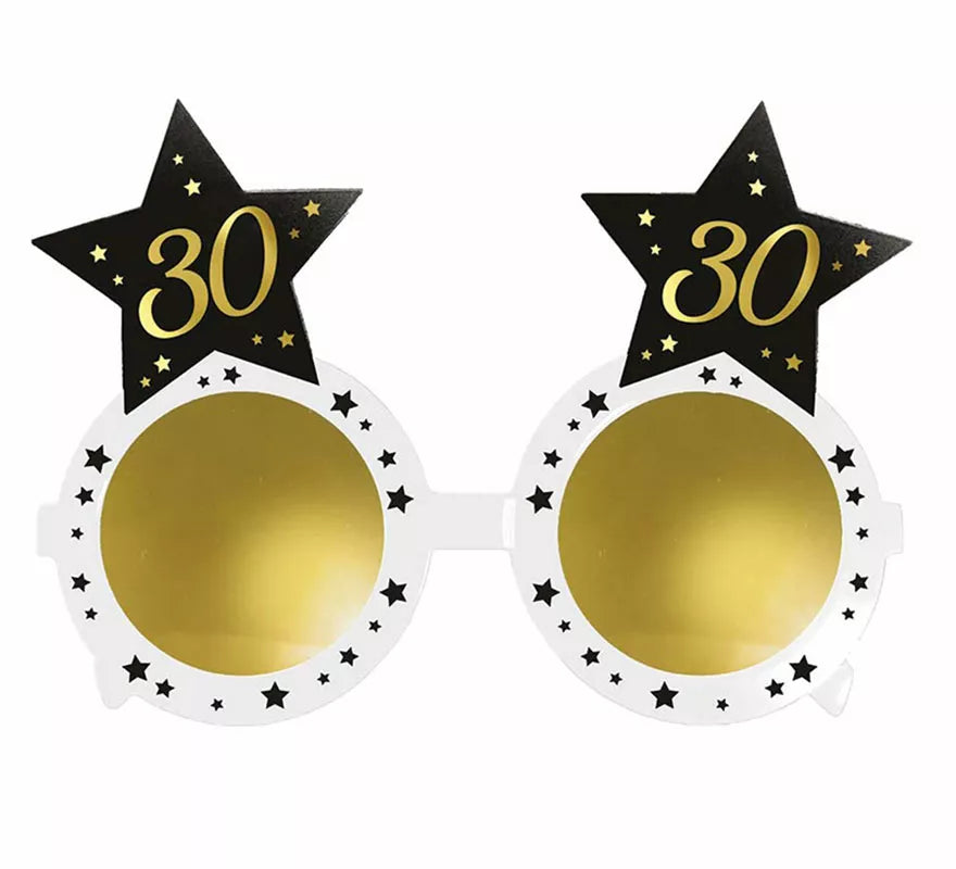 Translation missing: it.Gafas Blancas con Estrellas 30 Años Cumpleaños y Aniversarios