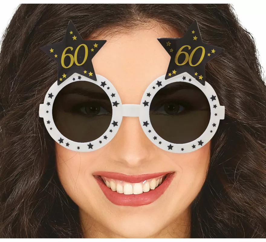 Translation missing: it.Gafas Blancas con Estrellas 60 Años Cumpleaños y Aniversarios