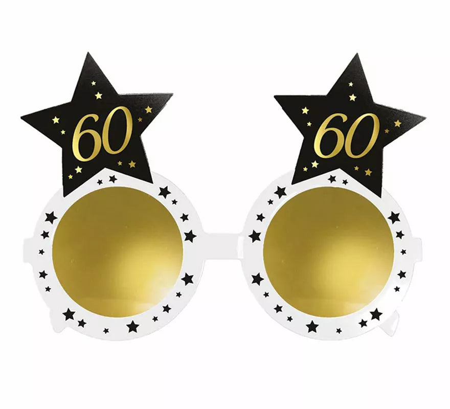 Translation missing: it.Gafas Blancas con Estrellas 60 Años Cumpleaños y Aniversarios