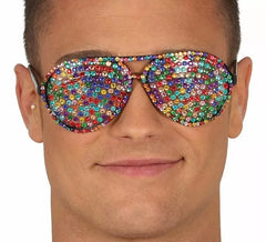 Occhiali con scintillii multicolori