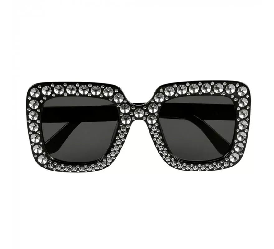 Translation missing: it.Gafas Disco negras con piedras plateadas
