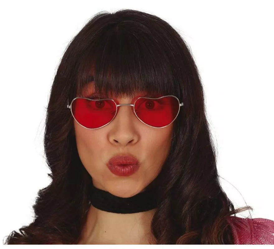 Gafas Hippie de Corazones Rojos