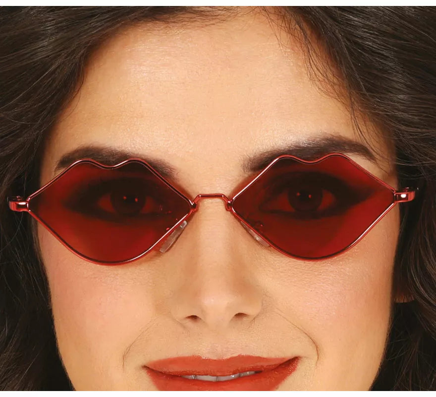 Gafas Metálicas Labios rojos adulto