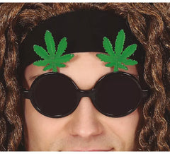 Occhiali Neri con Foglie di Marijuana