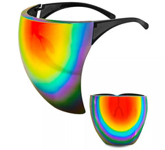 Occhiali con lenti a specchio arcobaleno o visiera protettiva