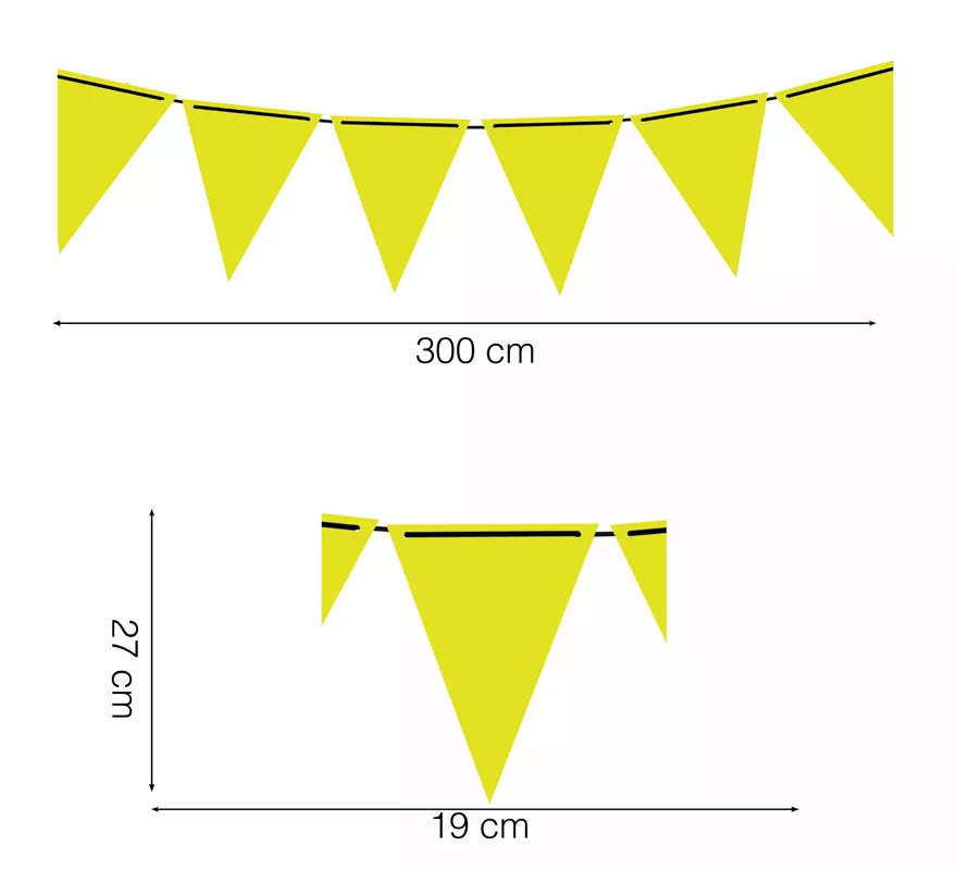 Gallardete Neón Amarillo de Papel de 300 cm 19X27 cm