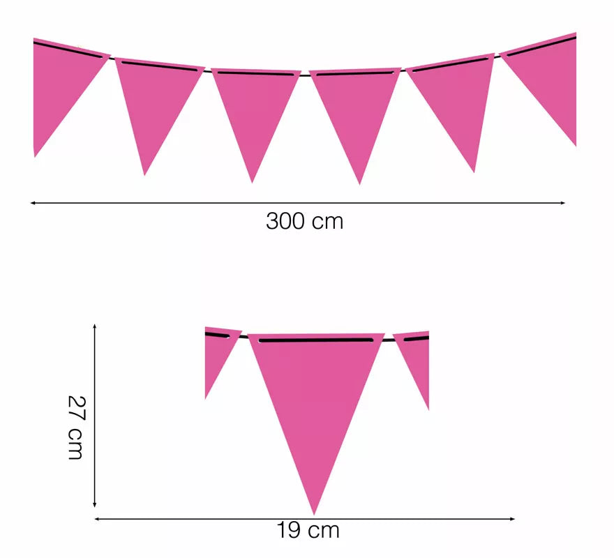Translation missing: es.Gallardete Neón Fucsia de Papel de 300 cm 19X27 cm