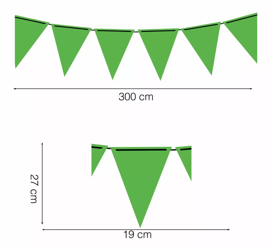 Translation missing: es.Gallardete Neón Verde de Papel de 300 cm 19X27 cm