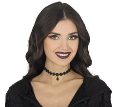 Gargantilla Bordada con Flores negra