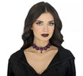 Gargantilla Bordada lila y negra