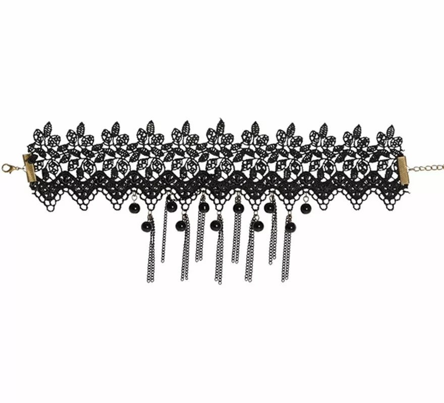 Translation missing: it.Gargantilla con Perlas negras y Cadenas