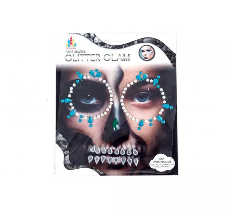 Translation missing: it.Gemas Faciales Adhesivas Calavera azul turquesa