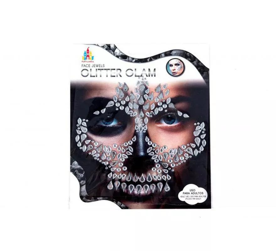 Translation missing: it.Gemas Faciales Adhesivas Calavera gotas plateadas