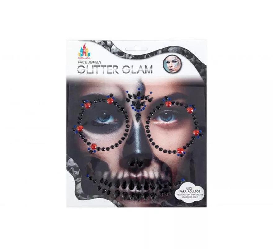 Translation missing: it.Gemas Faciales Adhesivas Calavera rojo y negro