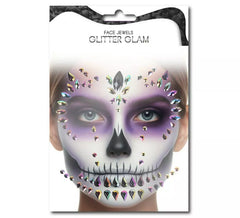 Gemme per il viso Fashion Skull gocce multicolori