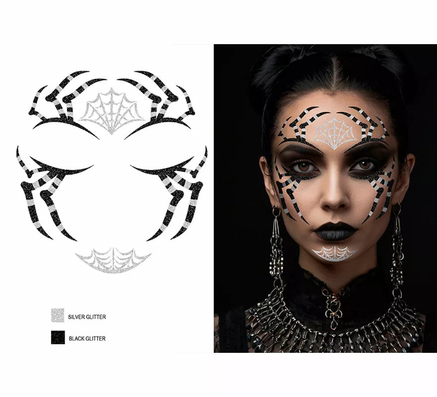 Translation missing: it.Glitter Face Araña negra de 13x15 cm