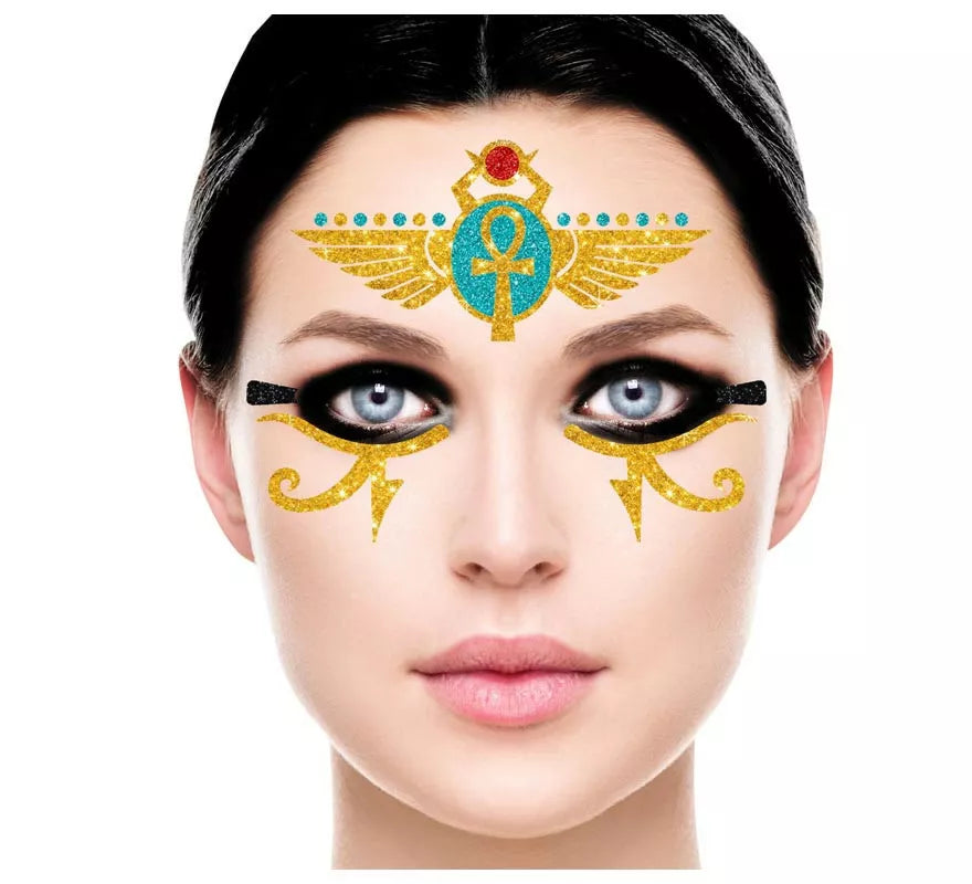 Translation missing: es.Glitter Face Egipcia dorado y azul