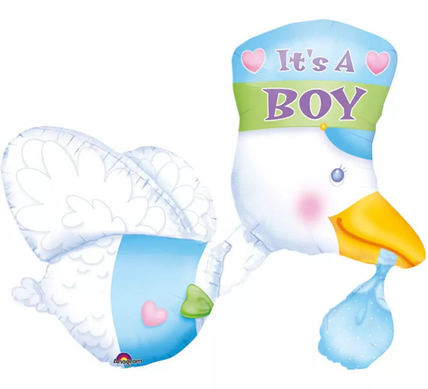Translation missing: it.Globo Cigüeña con Bebé niño de 58x81 cm
