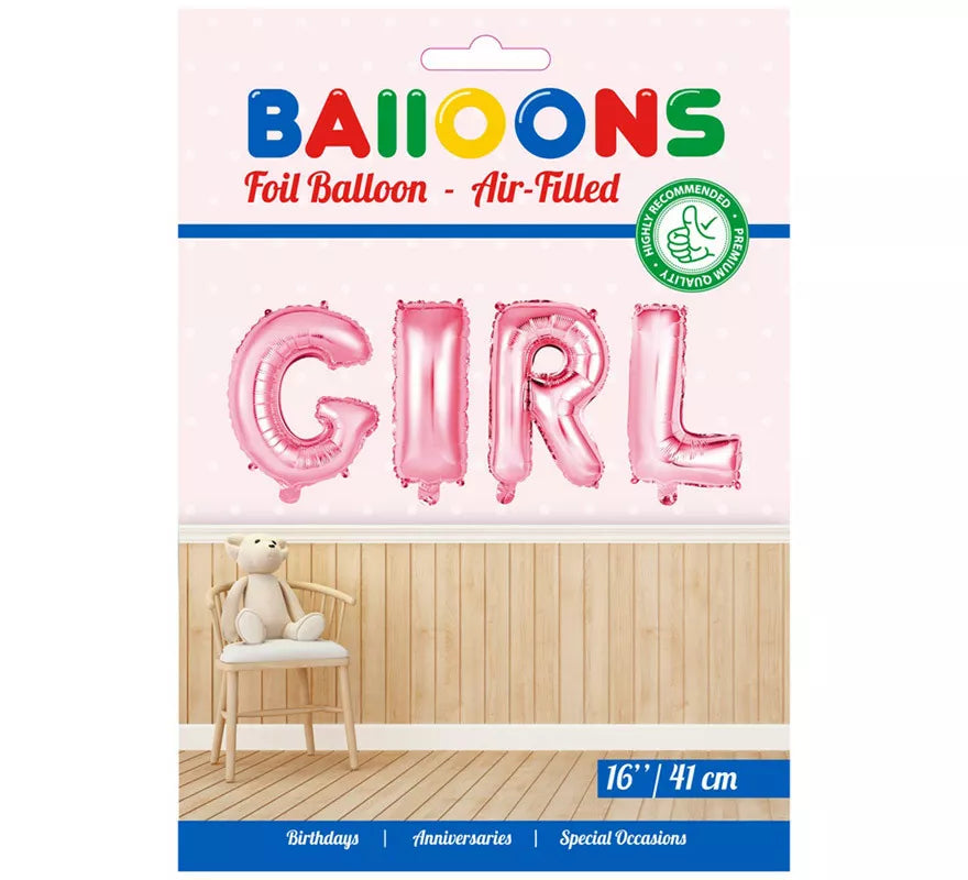 Translation missing: es.Globo de Foil GIRL Rosa 41 cm