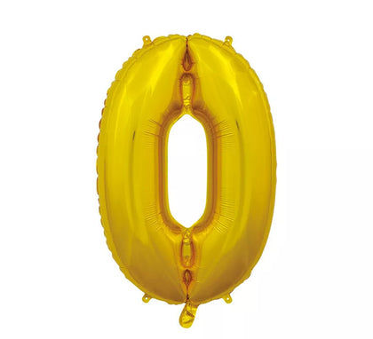 Globo de Foil Número 0 color Oro de 66 cm