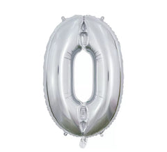 Palloncino foil argento numero 0 da 66 cm
