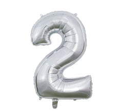 Palloncino foil argento numero 2 da 66 cm