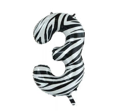 Palloncino Foil Numero 3 Zebra Colore 86 cm