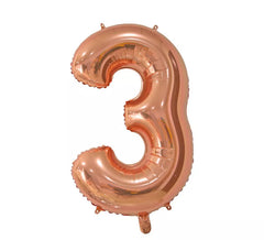Palloncino foil numero 3 in oro rosa da 66 cm