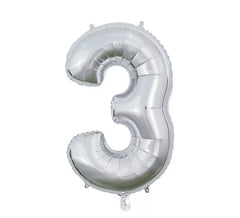 Palloncino foil argento numero 3 da 66 cm