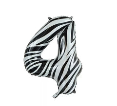Palloncino Foil Numero 4 Zebra Colore 86 cm