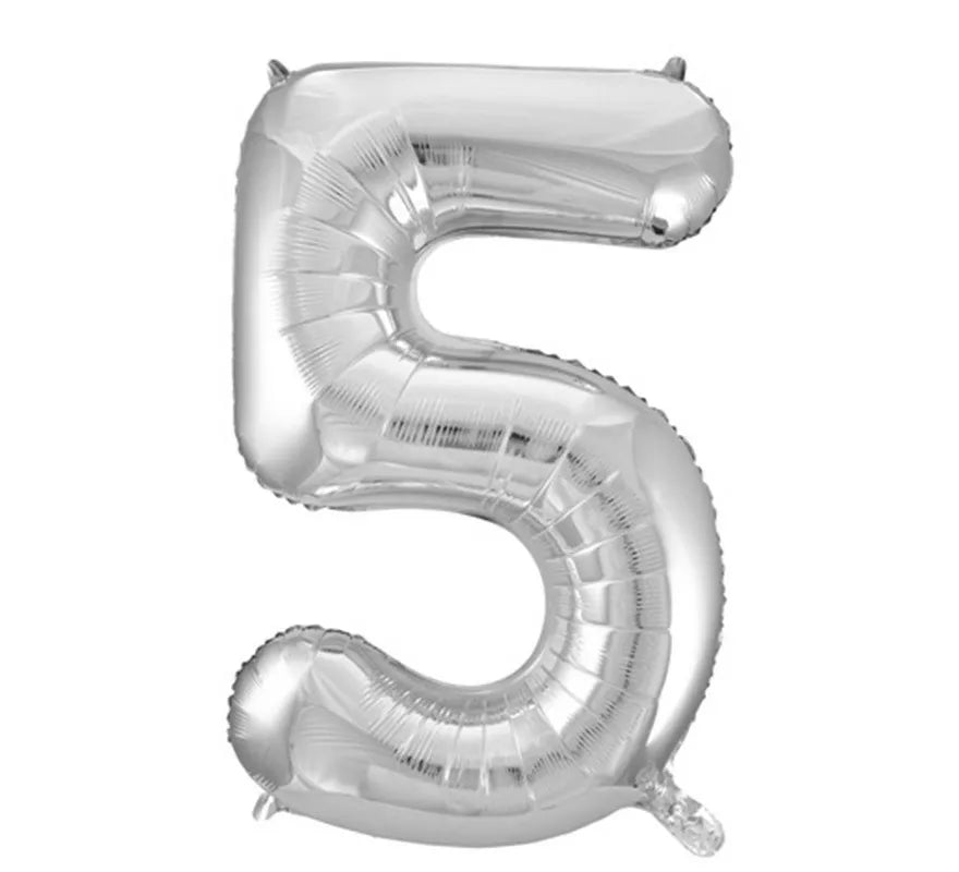 Translation missing: es.Globo de Foil Número 5 Color Plata de 86 cm