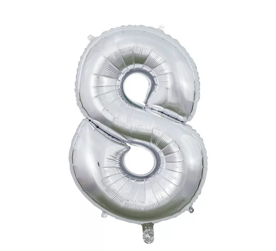 Translation missing: es.Globo de Foil Número 8 color Plata de 66 cm
