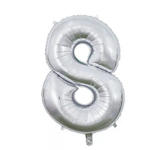 Palloncino foil argento numero 8 da 66 cm