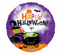 Globo de Foil Redondo de 46 cm Bruja Happy Halloween