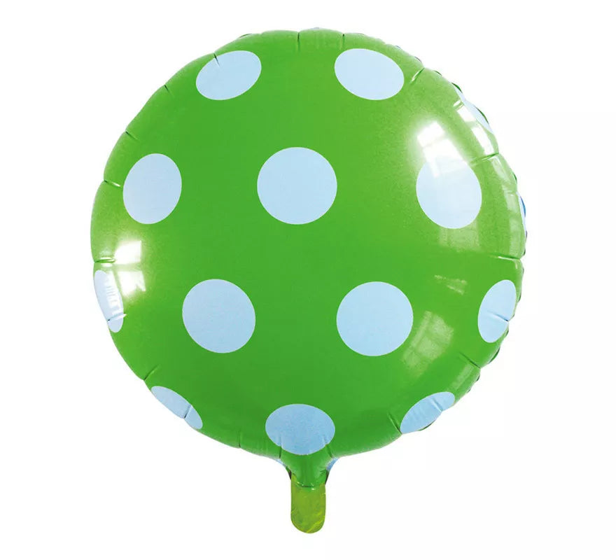 Translation missing: es.Globo de Foil Redondo Lunares Verde Manzana de 46 cm