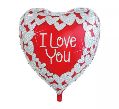 Globo de Foil XL Corazón I Love You Rojo & Blanco de 92 cm