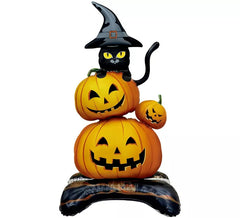Palloncino in foil a forma di zucca con gatto 68x140 cm