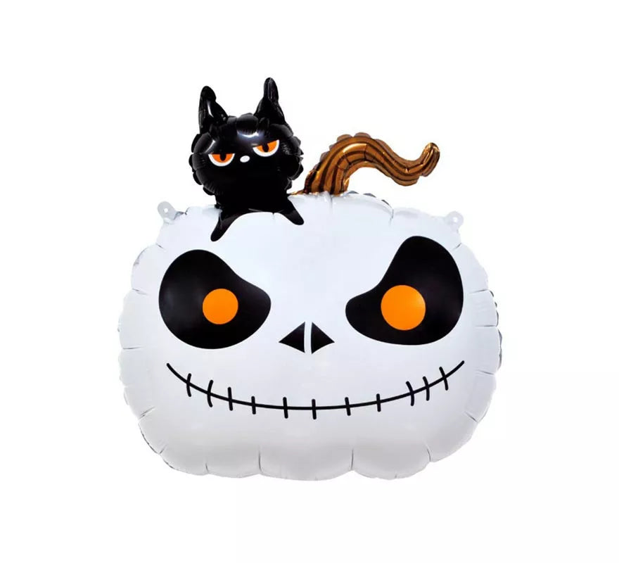 Translation missing: it.Globo Foil Calabaza con gato y base de 56x65 cm