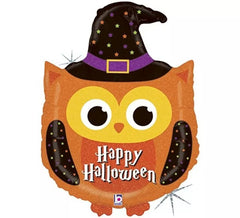 Palloncino foil metallizzato di gufo Happy halloween di 81 cm