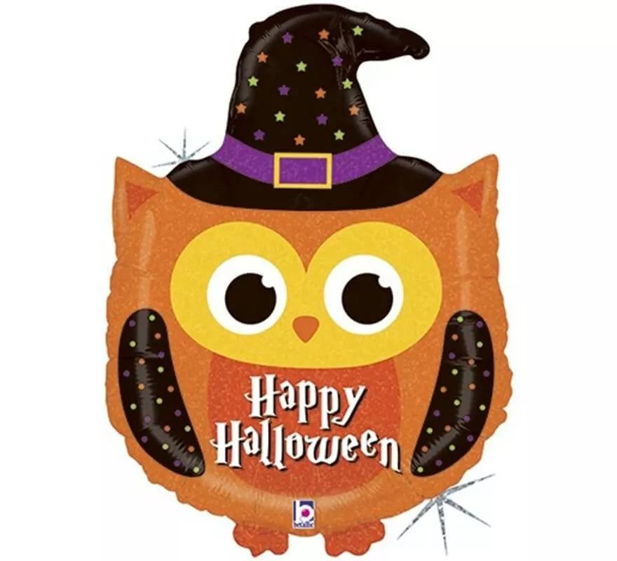 Translation missing: it.Globo Foil Metalizado de Búho Happy Halloween de 81 cm