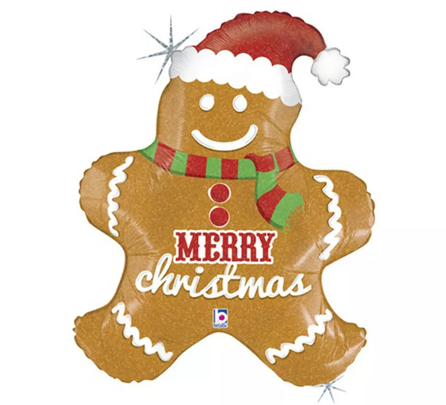 Translation missing: es.Globo Foil Metalizado Galleta Merry Christmas de 78 cm