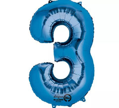 Palloncino metallico blu numero 3