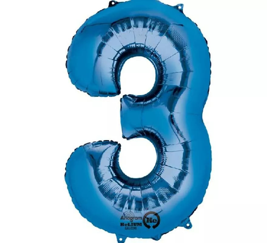 Translation missing: it.Globo metalizado Azul número 3 de 86 cm de altura
