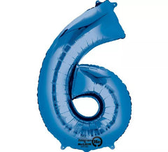 Palloncino metallico blu numero 6