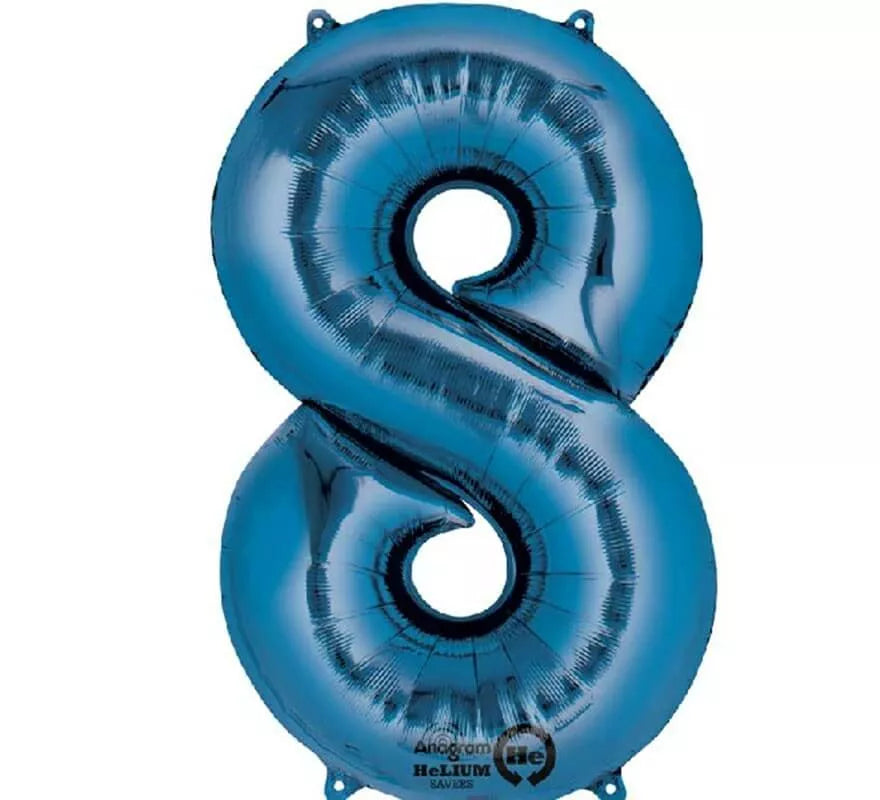 Globo metalizado Azul número 8 de 86 cm de altura