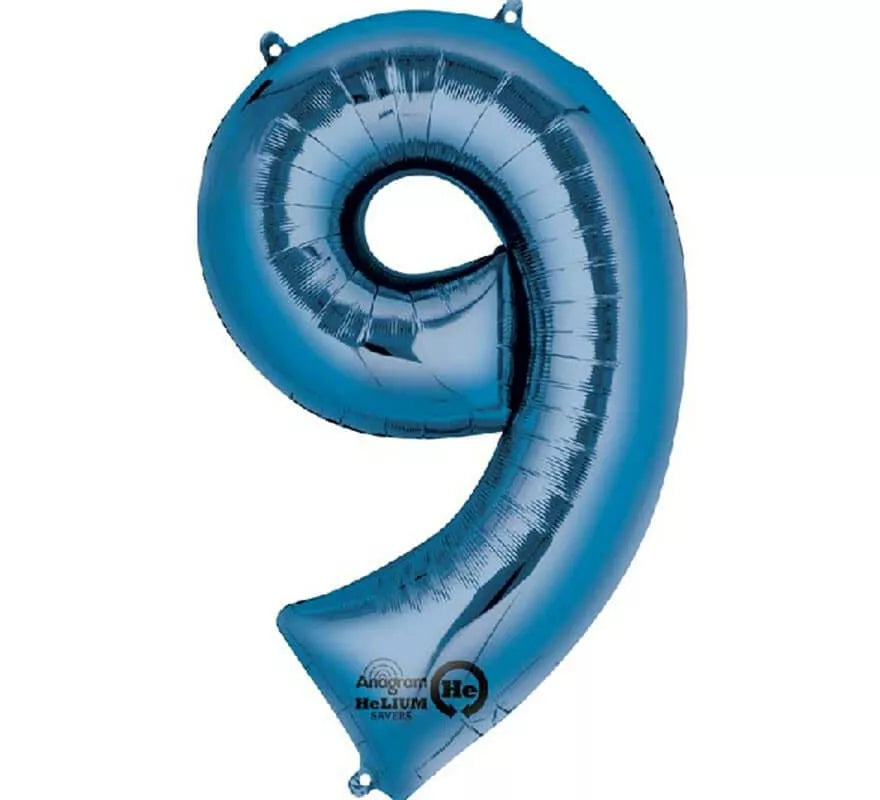 Translation missing: it.Globo metalizado Azul número 9 de 86 cm de altura